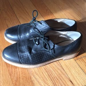 Black oxfords with cork sole wide width